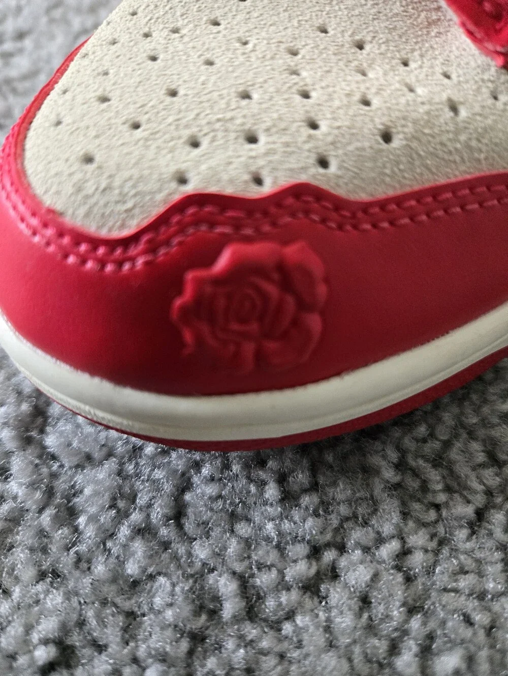 Nike Red and White Low-Top Sneakers with Bold Red Accents